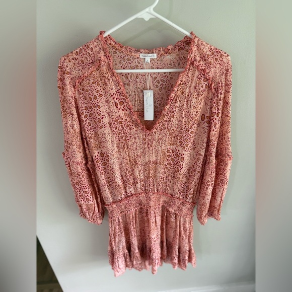 Poupette St Barth Ilona Mini Dress - Pink Print - Size Medium - NWT - Picture 7 of 14